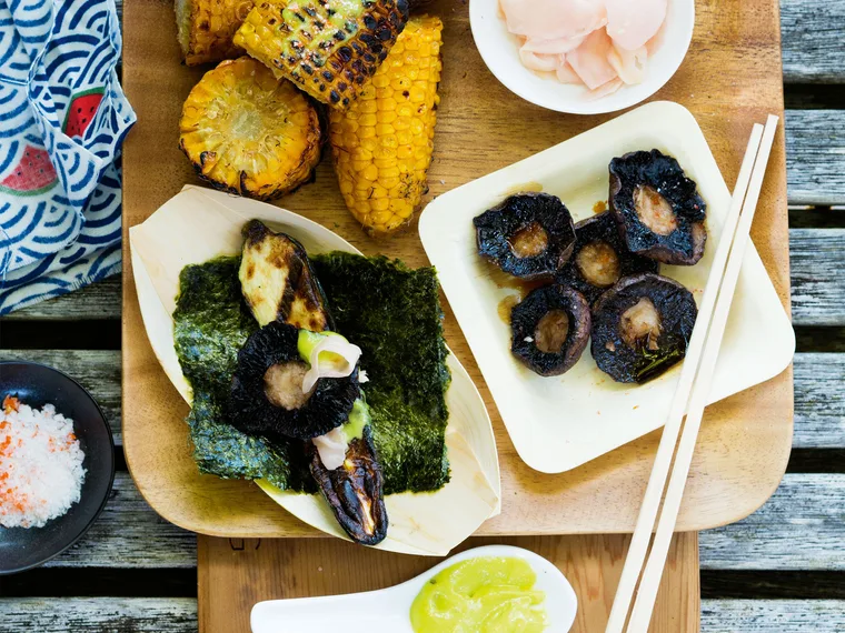 Grilled vegetables with wasabi mayo recipe