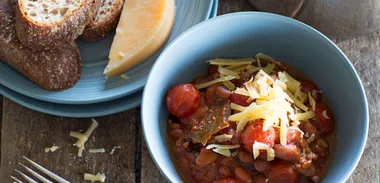Velvety beans with aged cheese