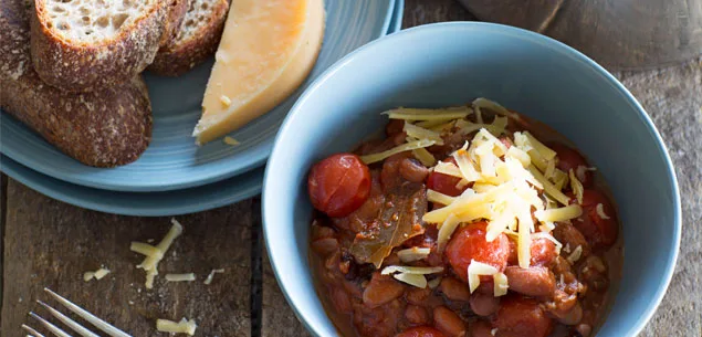 Velvety beans with aged cheese