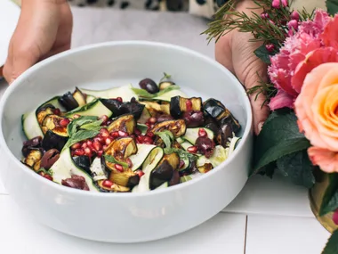 Roasted eggplant salad with apple cider vinaigrette