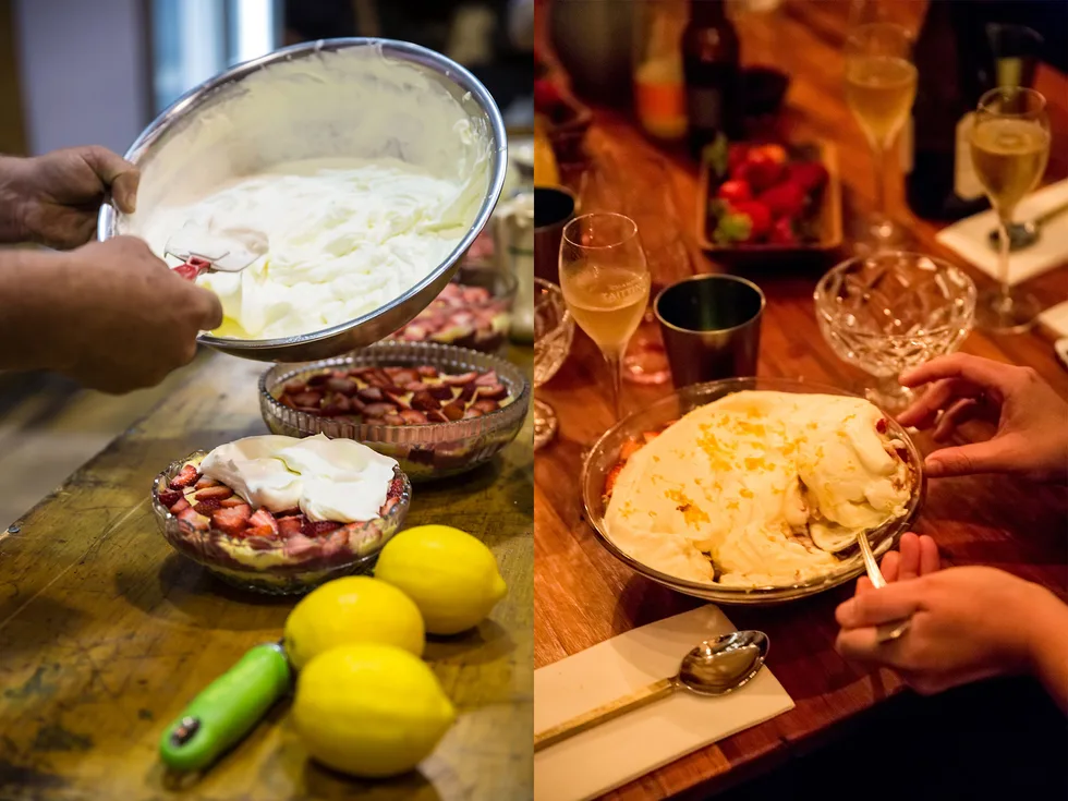 Strawberry, Rhubarb and Lemon Curd Trifle