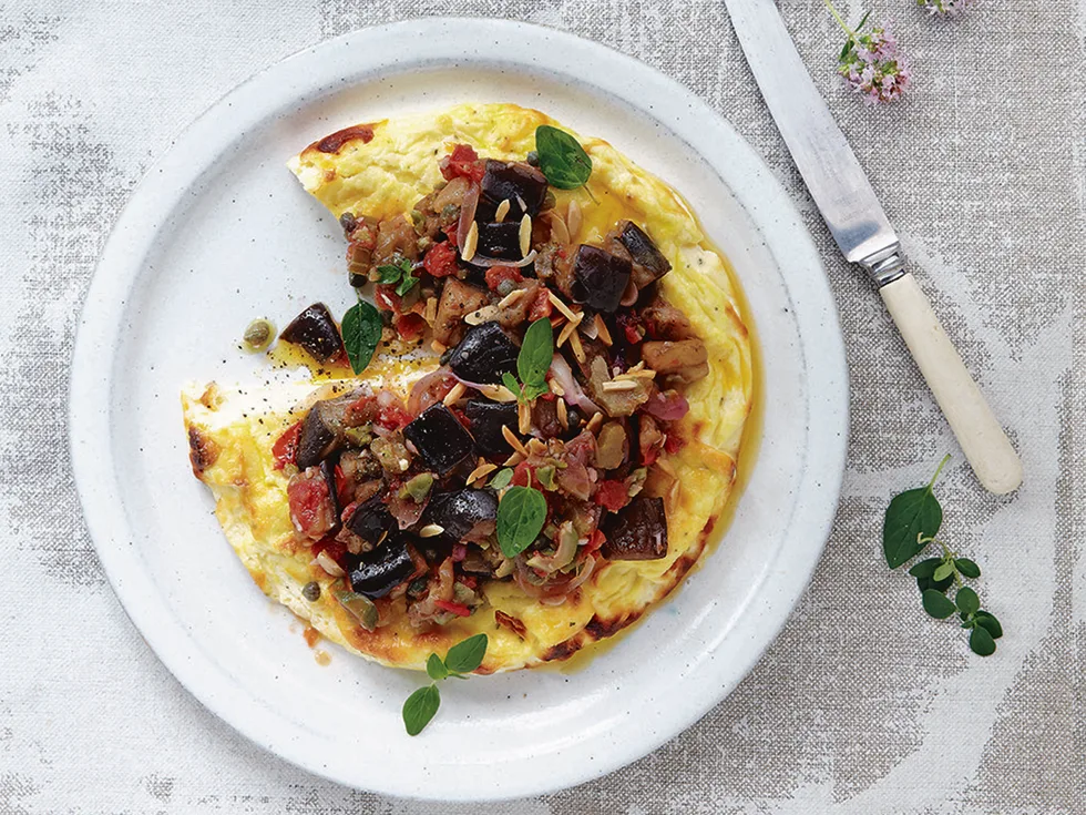 Baked ricotta with caponata