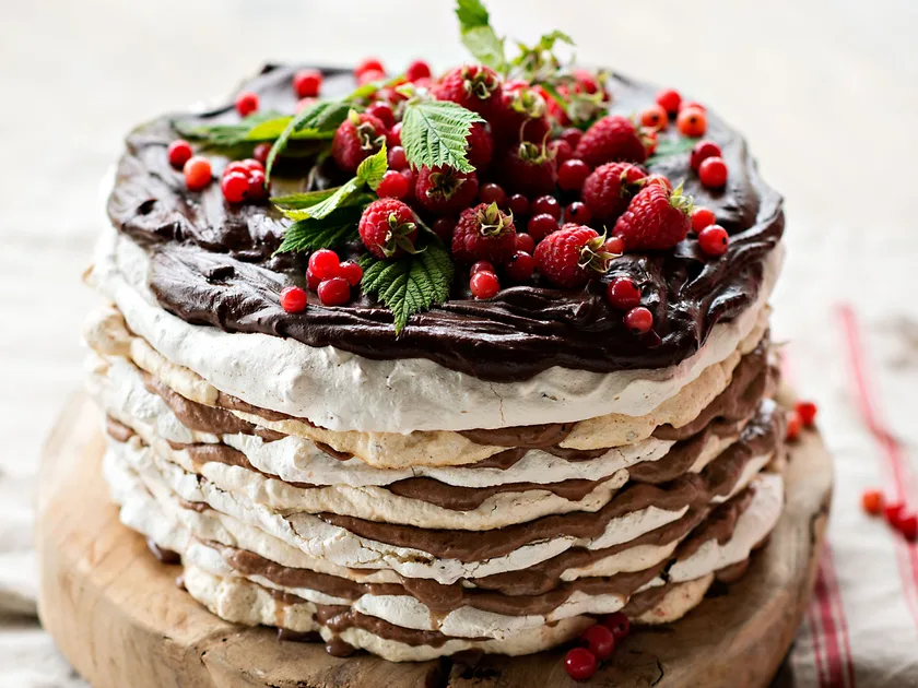 Hazelnut meringue layer cake