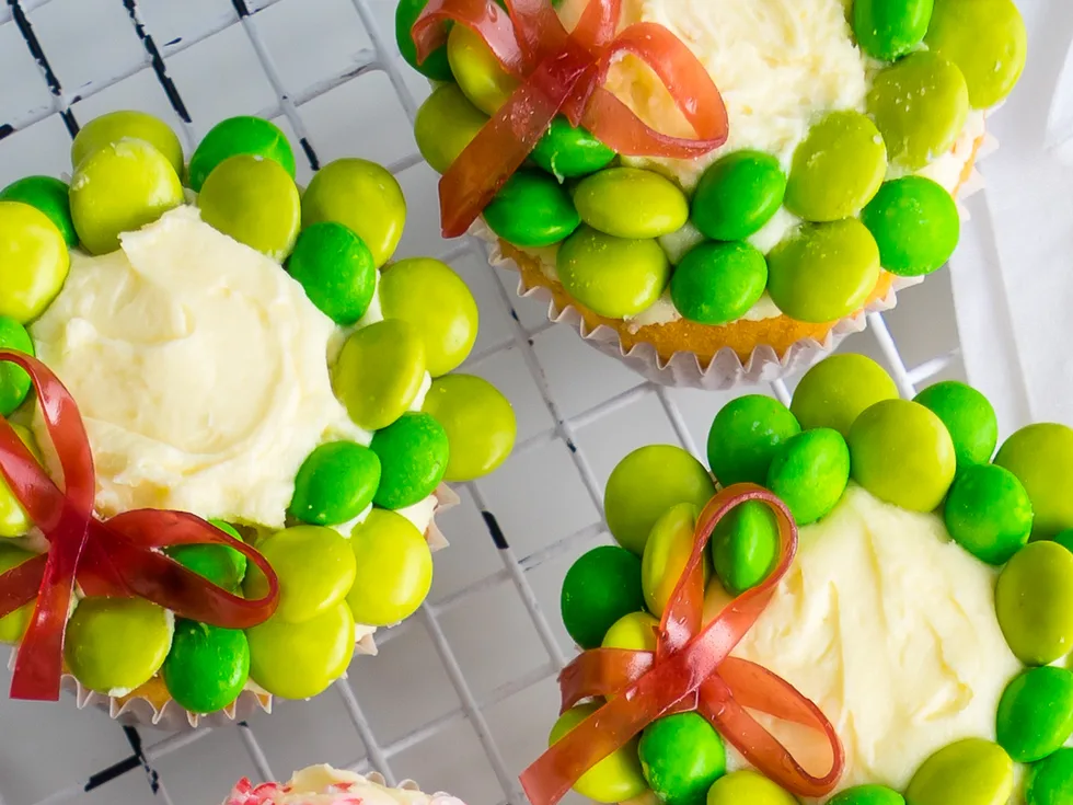 Christmas wreath cupcakes