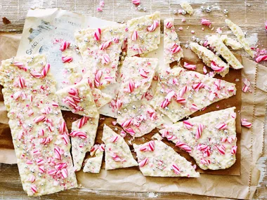 White choc-mint candy cane bark