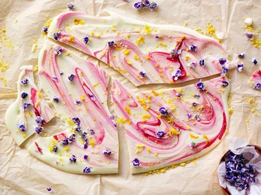 Pink-swirled petal bark
