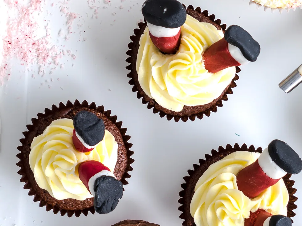 Upside-down Santa cupcakes