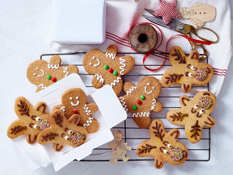 Reindeer and gingerbread men Christmas cookies