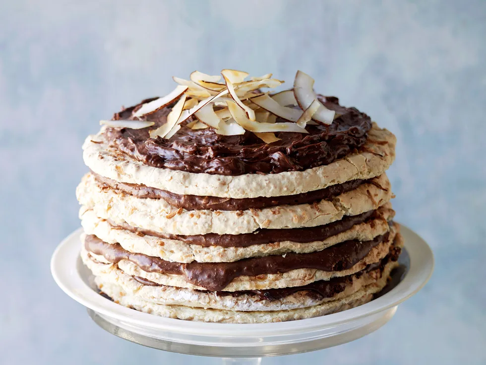 Choc-coconut macaroon cake