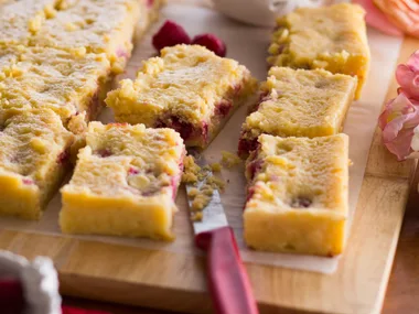 Raspberry & white chocolate slice