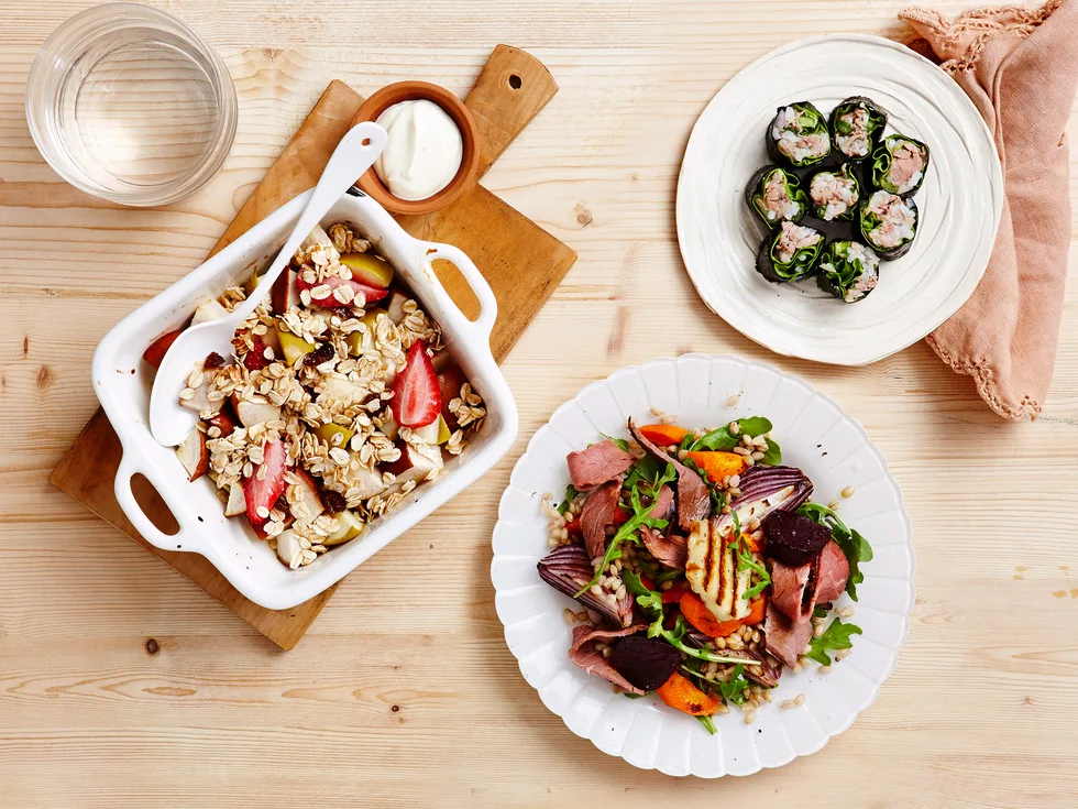 Roast carrot, beef, beetroot & barley