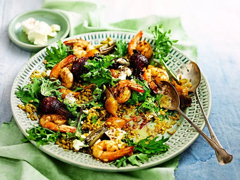 Farro, beetroot & kale salad