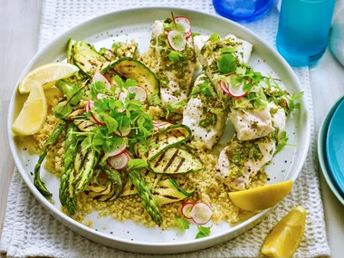 Lemon & herb fish with quinoa salad