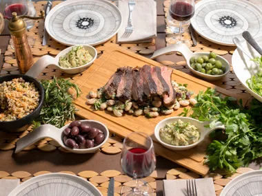 Miguel’s harissa lamb and baba ganoush