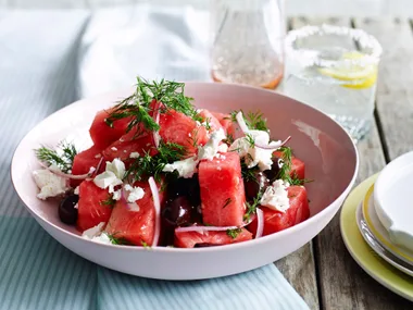 Watermelon, olive & feta salad