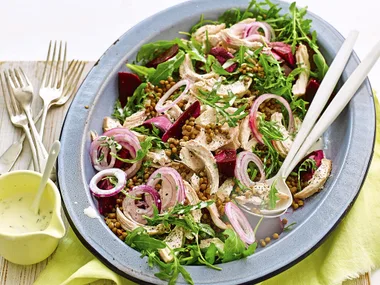 Chicken & beetroot salad with tarragon dressing
