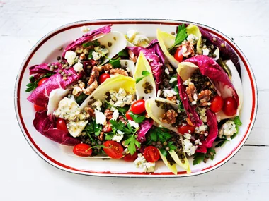 Lentil, Gorgonzola & witlof salad
