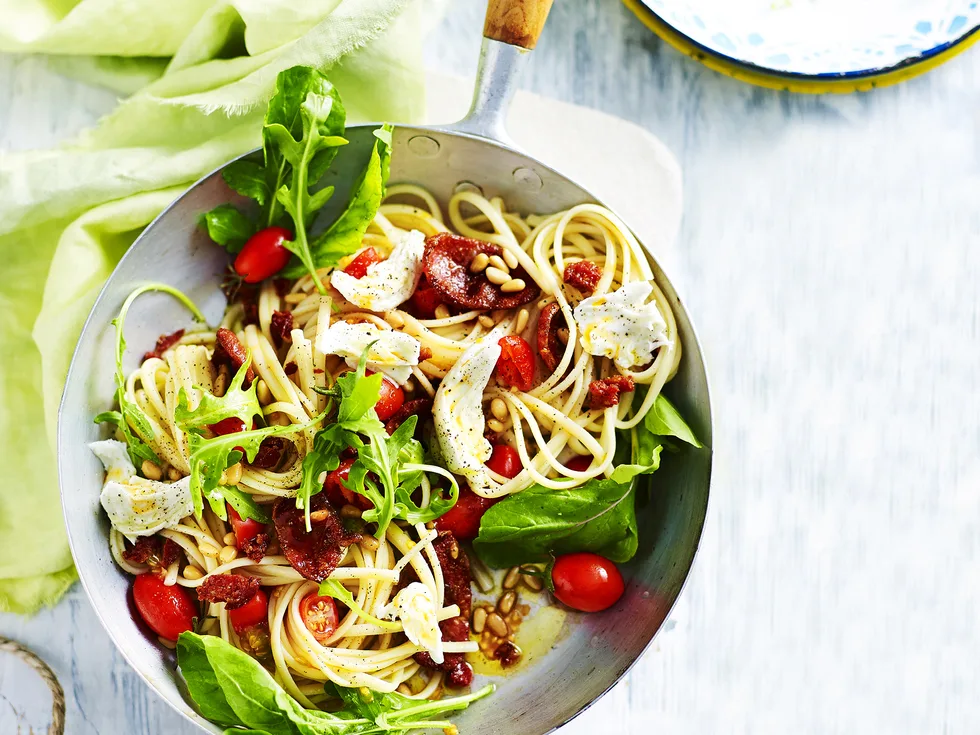 Chorizo, tomato & rocket pasta salad