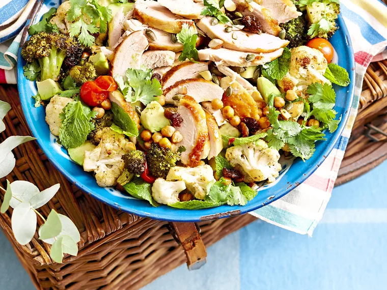 Cauliflower, broccoli & chicken salad