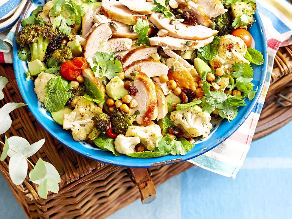 Cauliflower, broccoli & chicken salad