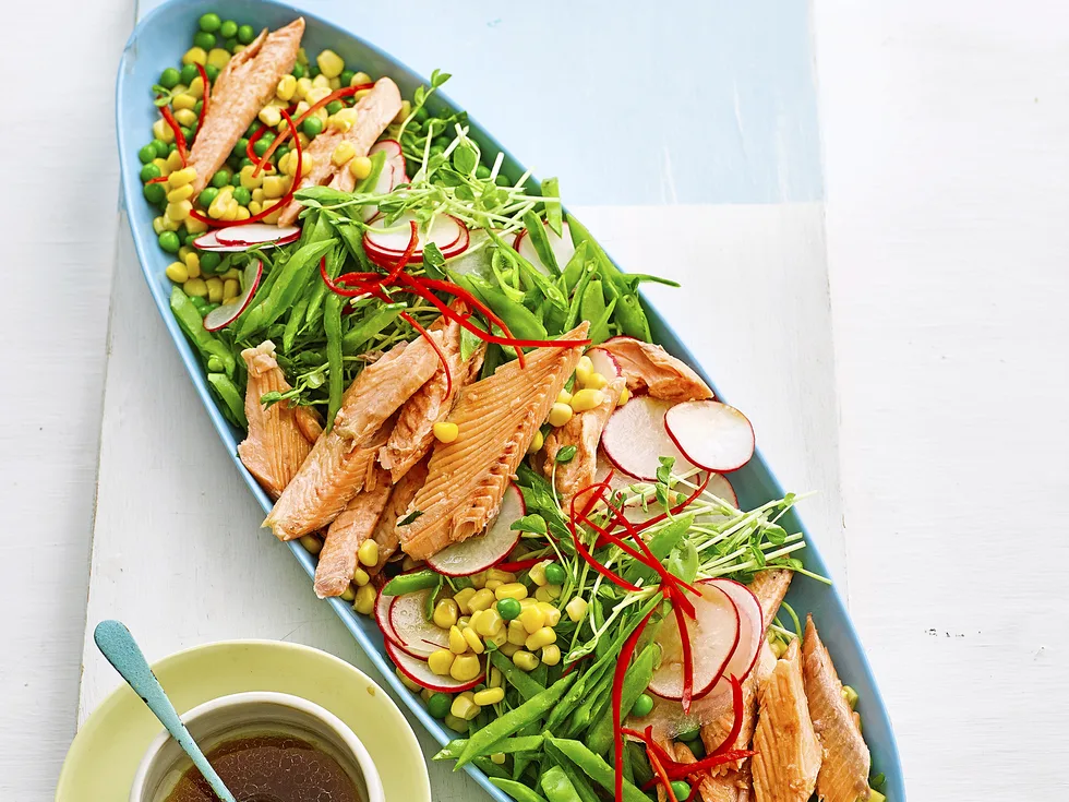Japanese salmon & pea salad