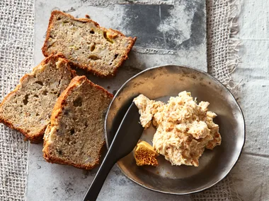Banana bread with honeycomb butter