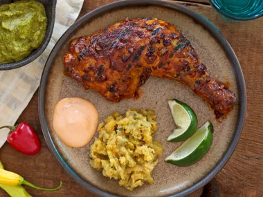 Peruvian chicken with chilli sauces