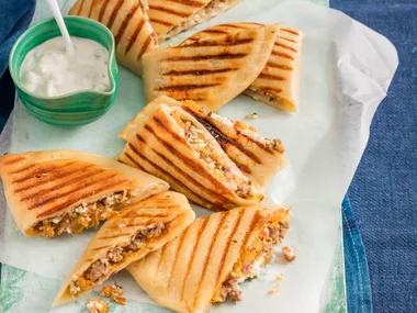 Moroccan lamb and pumpkin pizza pockets