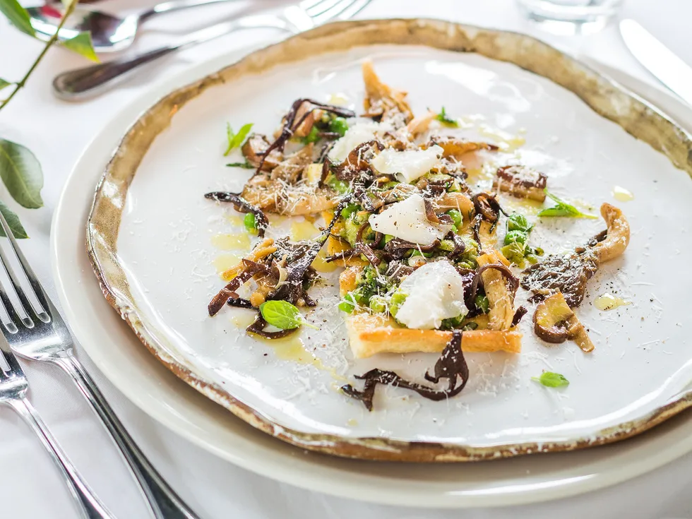 Olive oil & rosemary schiacciata with wild mushrooms