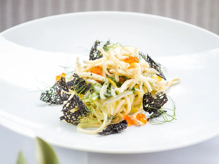 Lemon carbonara with angel hair pasta and whitebait recipe