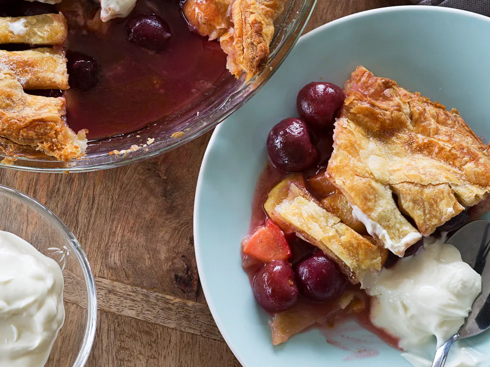 Peach and cherry pie