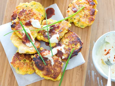 Corn and prawn fritters