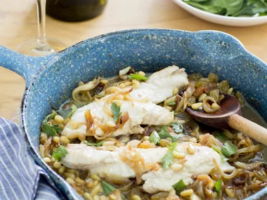Venetian-style fish with onions & pine nuts