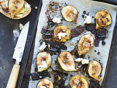 Roasted figs with pancetta and blue cheese
