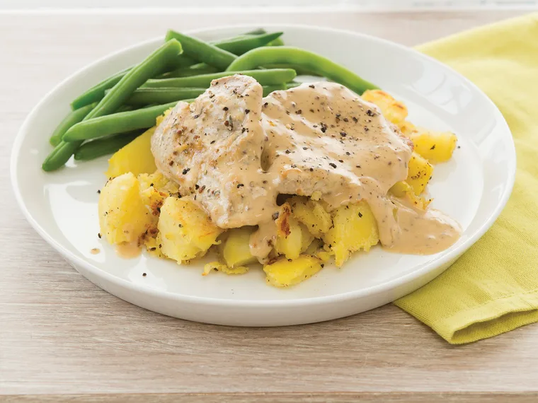 Creamy mustard and tarragon pork