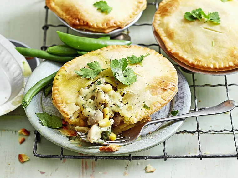 Roast chicken and corn pies