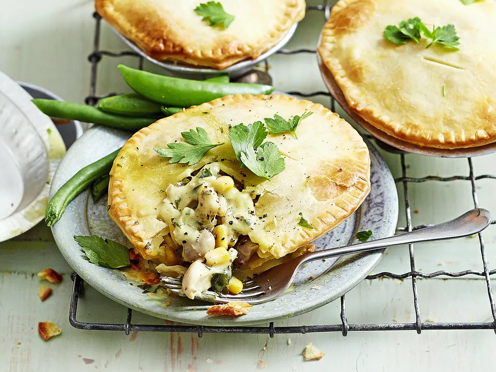 Roast chicken and corn pies