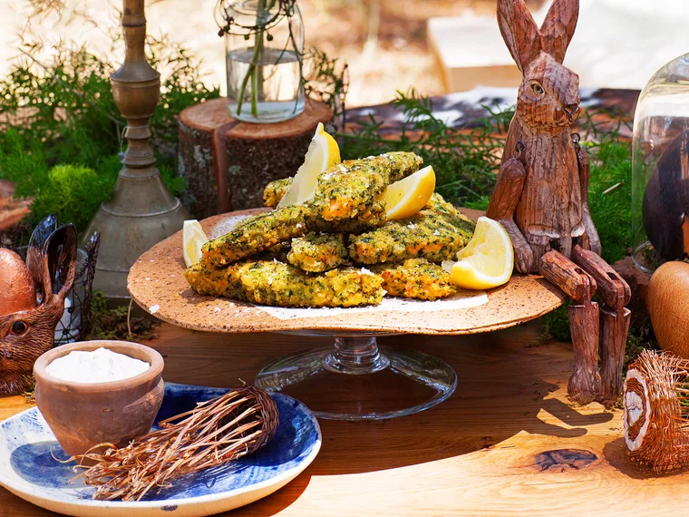 Monster fish fingers with simple tartare