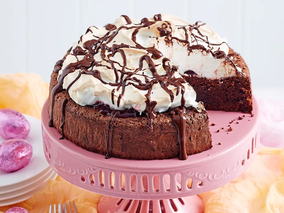 Flourless chocolate meringue cake