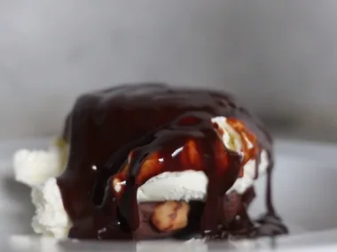 Chocolate and vanilla ice cream sandwich