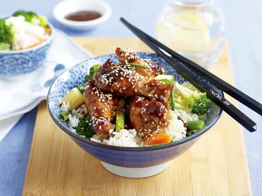 Sticky hoisin chicken with vegie rice