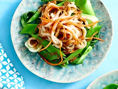 Peanut bok choy udon