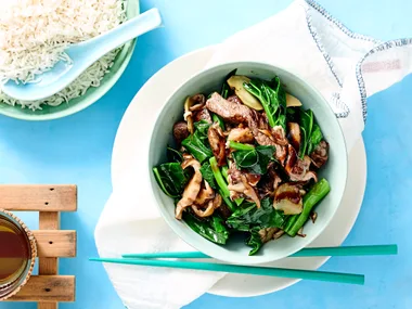 Stir-fried beef and gai lan