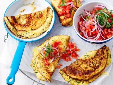 Cauliflower and brie omelettes