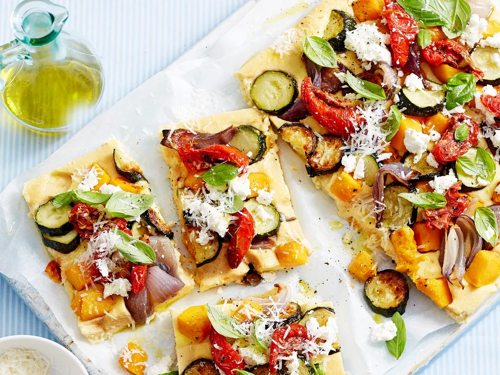 Polenta and vegetable tart