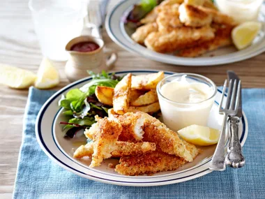 Crunchy fish goujons and wedges