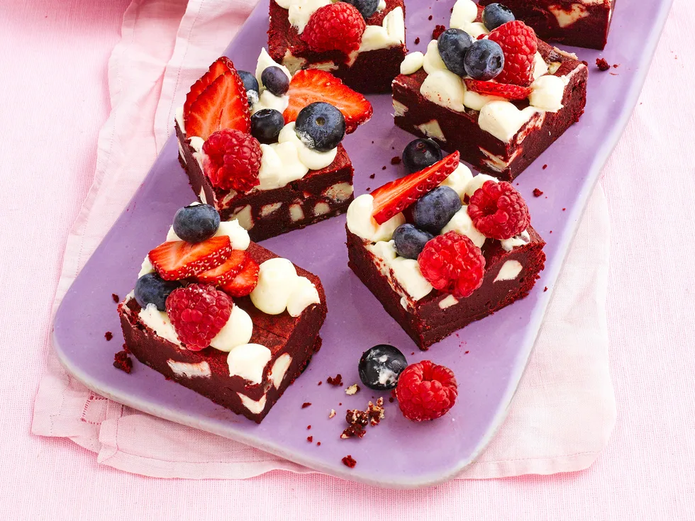 Red velvet berry cheesecake brownie