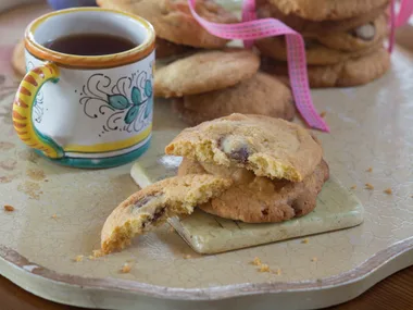 Double chocolate and macadamia biscuits
