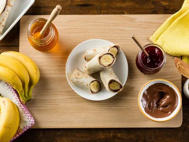 Chocolate and banana roll up