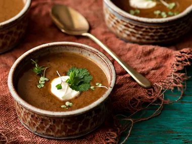 Chipotle, kumara and turtle bean soup